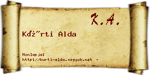 Kürti Alda névjegykártya